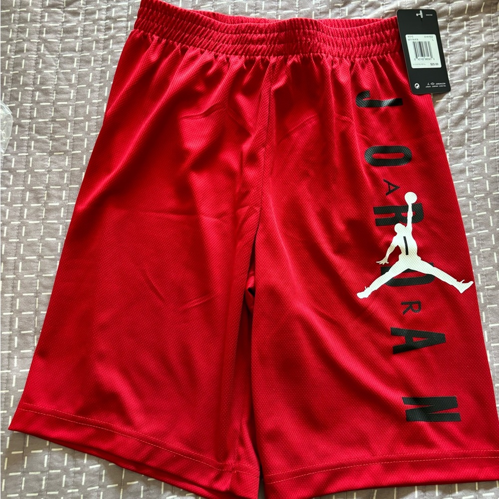 Boys Jordan red athletic shorts